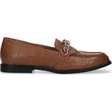 Cognac leren loafers met crocoprint