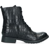 Zwarte veterlaarsjes met crocoprint