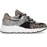 Zwarte dad sneakers met dierenprint