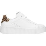 Witte platform sneakers met panterprint detail