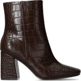 Donkerbruine enkellaarsjes met crocoprint