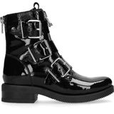 Zwarte lak biker boots