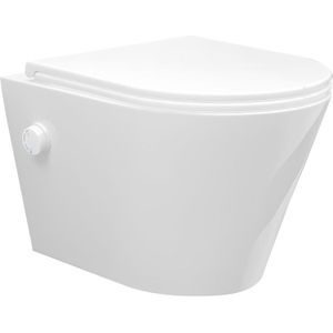 Sanifun rimless hangtoilet Rambo met warm - koud water bidet-functie glans wit 52.