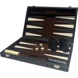 Backgammon ingelegd 38 x 24 cm zwart