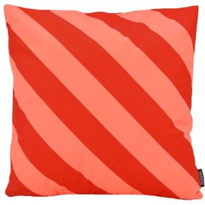 Stripe Rood/Zalm | 45 x 45 cm | Kussenhoes | Katoen/Polyester