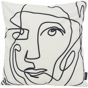 Abstract Face White - Outdoor | 45 x 45 cm | Kussenhoes | Katoen
