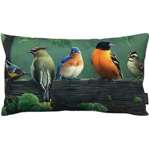Sierkussen Painted Birdss-s30 x 50 cms-sKatoen/Linnen