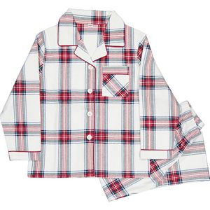 Pyjama - Wit - Jongenspyjama - 100% Katoenen Flanel