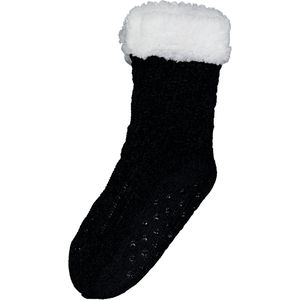 Huissokken - Zwart - Fluwele Stof - Kabelpatroon - Anti-slip