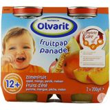 Olvarit Fruitpap Zomerfruit Appel - Mango - Perzik - Meloen 12+ Maanden 2x200g