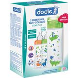 Dodie Koffer Zuigflessen Sensation+ +6 Maanden Groen/Oranje Jongen Stuks 2x330ml