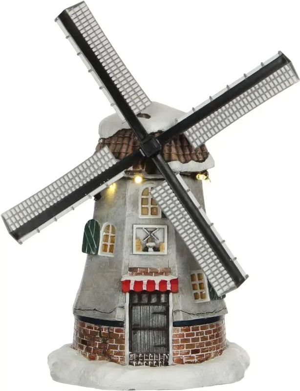 LuVille kerstdorp huisje Hollandse molen 15,5 x 13 x 22,5 cm