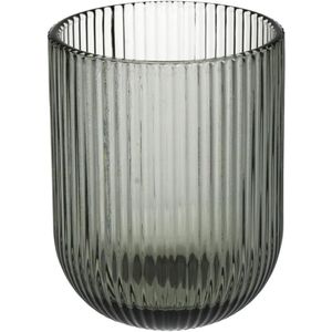 Kersten - Theelichthouder - Glas - Stripe - 7.5x9.5cm - Grijs
