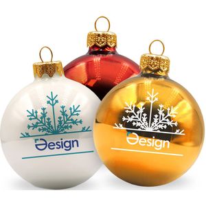 100 st. Kerstballen bedrukken | Gekleurde kerstbal - Gouden hanger | Glanzend | Tot 4 kleuren bedrukking