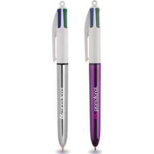 250 st. BIC 4 kleuren pennen bedrukken | Balpen BIC - 4 kleuren | Metallic | Tot 2 kleuren bedrukking