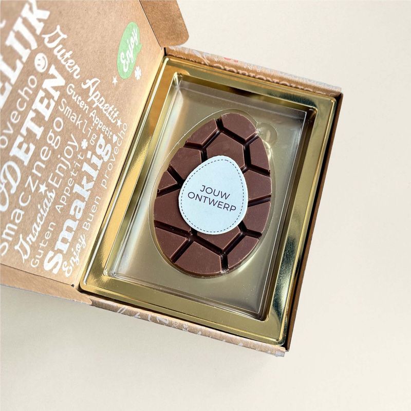 10 st. Paas chocolade  | Chocolade paasei - Verschillende smaken | Geschenkdoos | Eigen logo | 95g