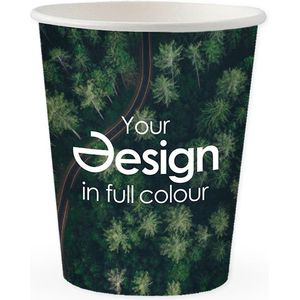 100 st. Kartonnen bekers full colour bedrukken | Kartonnen beker Maxi - 150 ml | Enkelwandig | Full Colour | Zonder deksel