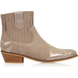 DWRS LABEL DWRS label - Austin taupe cowboylaarsjes Taupe Suede Enkellaars met hak Dames