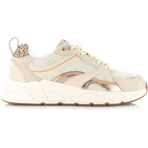 POELMAN Poelman - beige sneakers van mesh Beige Mesh Lage sneakers Dames