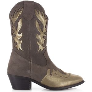 DWRS LABEL DWRS - Bella Elefante/Smoke Grijs Suede Cowboy laarzen Dames