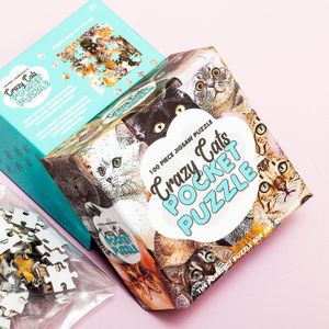 Pocket Puzzel (100 Stukjes) - Crazy Cats van Gift Republic