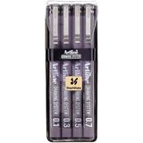 5x Fineliner Drawing System etui van 4 stuks: 0,1 - 0,3 - 0,5 en 0,7mm