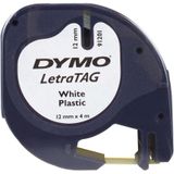 6x Dymo LetraTAG tape 12mm, plastic wit
