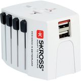 2x Skross wereldstekker met dubbele USB poort