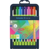 8x Schneider fineliner Line-Up, etui van 8 stuks in geassorteerde kleuren
