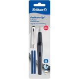 3x Pelikan vulpen Pelikano Up antraciet, op blister met 2 inktpatronen