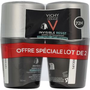 Vichy - Homme Invisible Resist 72H - Roll-On Deodorant - Duo Set - 100 ml