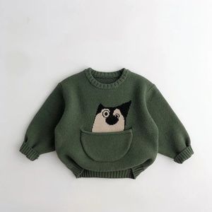 Mini Fashion™ - Niedlicher Druck mit Tasche - Tierpullover Grün / 100 (3 Jahr) | Pädagogisches Holzspielzeug