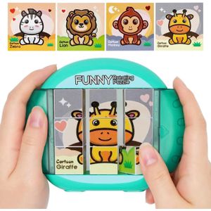 Twisty Puzzle™ - Endloser Puzzlespaß - Drehpuzzle Tiere 9 Felder | Pädagogisches Holzspielzeug