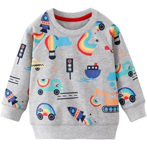 Mini Fashion™ - Erstaunliche Drucke - Pullover Grau - Maschinen / 120 (5 Jahr) | Pädagogisches Holzspielzeug