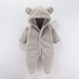 Mini Fashion™ - Mit Kapuze - Fleece-Strampler Grau / 59 (0-3 Monate) | Pädagogisches Holzspielzeug