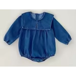 Mini Fashion™ - Bequem&Stylisch - Frühling Strampelkleider Kinder Strampler - Dunkelblaue Jeans / 110 (3 Jahre) | Pädagogisches Holzspielzeug