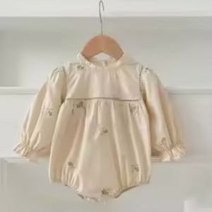 Mini Fashion™ - Bequem&Stylisch - Frühling Strampelkleider Kinder Strampler - Beige gemustert / 130 (5 Jahre) | Pädagogisches Holzspielzeug