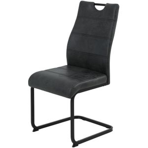 Schwingstuhl anthrazit Freischwinger VINTAGE - Microfaser - MELINA