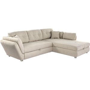 Ecksofa mit Schlaffunktion beige 297 x 207 cm - Bettkasten - JENGEN