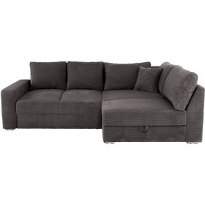 Ecksofa Cord Schlaffunktion grau - Bettkasten 260 cm - JANIS