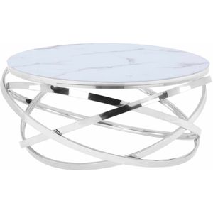 Couchtisch Glas Marmor-Optik weiß 90 x 90 cm - GALINA