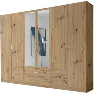 Kleiderschrank Artisan Eiche mit Spiegel - 271 cm - 6-türig - ELVA