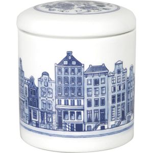 Royal Delft voorraadpot - Met grachtenpanden