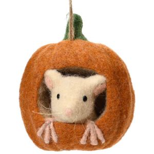 Decoris kerstornament - Muis in pompoen