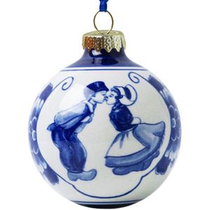 Heinen kerstbal - Met kussend paar - 7cm