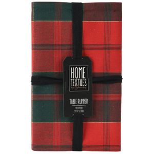 Decoris - Tafelloper - Rood met Groen - Tartan - 150 cm x 30 cm