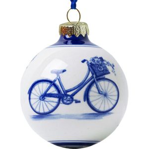 Heinen kerstbal - Met fiets - 7cm