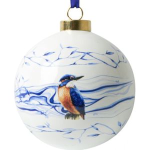 Heinen kerstbal - Met ijsvogel - 8cm