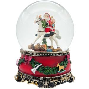 Sneeuwbol - Met kerstman op hobbelpaard