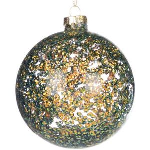 Goodwill kerstbal - Met groene pailletten - 10 cm